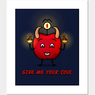 Cartoon Funny Evil Apple want your soul Posters and Art